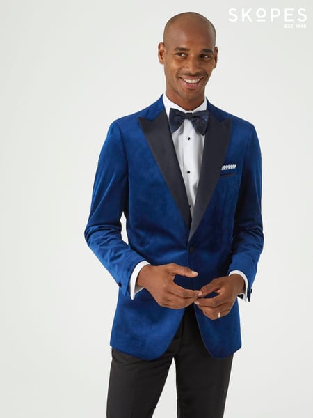 Skopes Blue Tailored Fit Jive Velvet Jacket (AY5148) | € 201