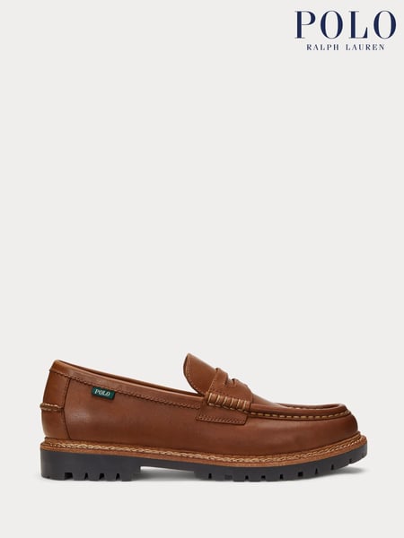 Polo Ralph Lauren Brown Jett Penny Leather Loafers Shoes (AY5233) | € 357
