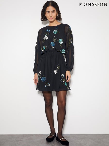 Monsoon Black Penelope Embellished Tunic Mini Dress (AY5588) | € 128