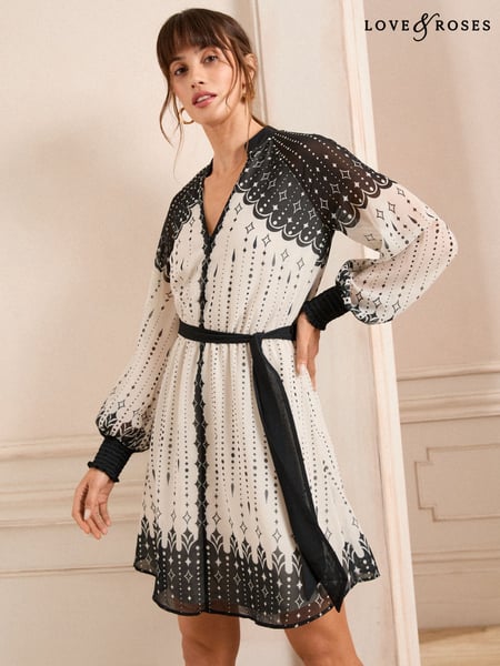 Love & Roses Monochrome Mini Shirt Dress (AY5602) | € 94