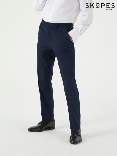 Skopes Blue Tailored Fit Hewes Check Suit Trousers (AY5704) | € 94