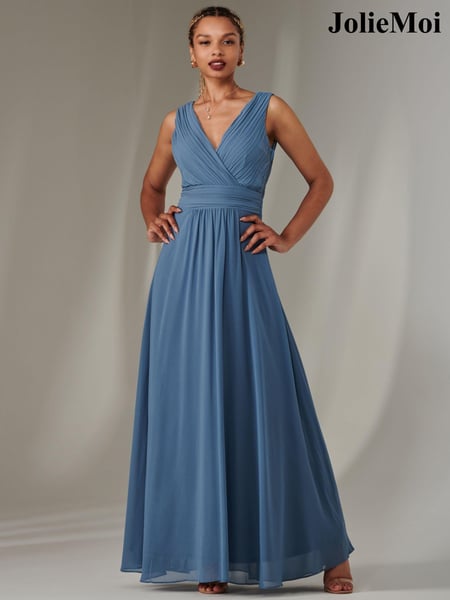 Jolie Moi Blue Cora Sleeveless Chiffon Maxi Dress (AY5827) | € 123