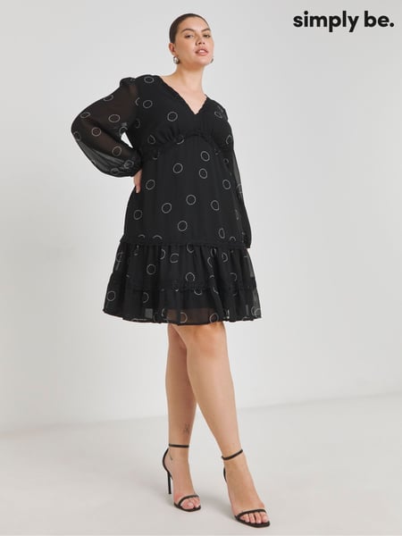 Simply Be Black Lace Trim Georgette Skater Dress (AY6137) | € 38