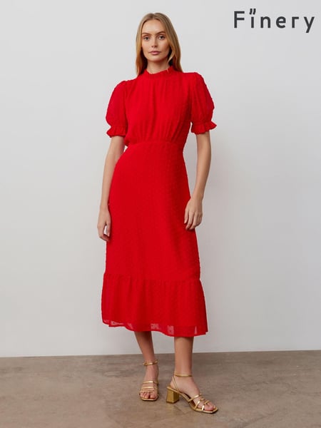 Finery Red Camille Chiffon Midi Dress (AY6262) | € 92