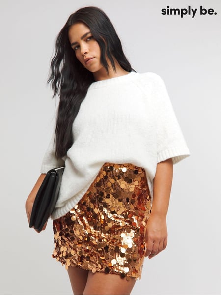 Simply Be Gold Mixed Disc Sequin Mini Skirt (AY6488) | € 33