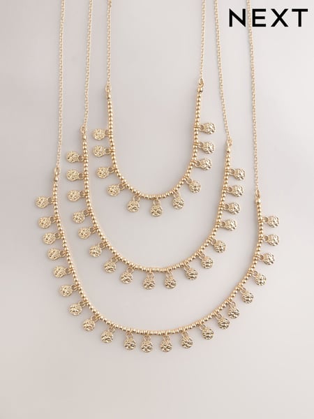 Gold Tone Disc Beaded Multi Layer Necklace (AY6639) | € 35