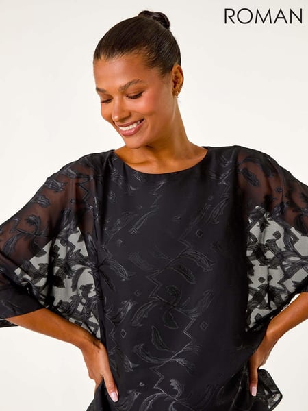 Roman Black Zig Zag Burnout Overlay Top (AY6676) | € 55