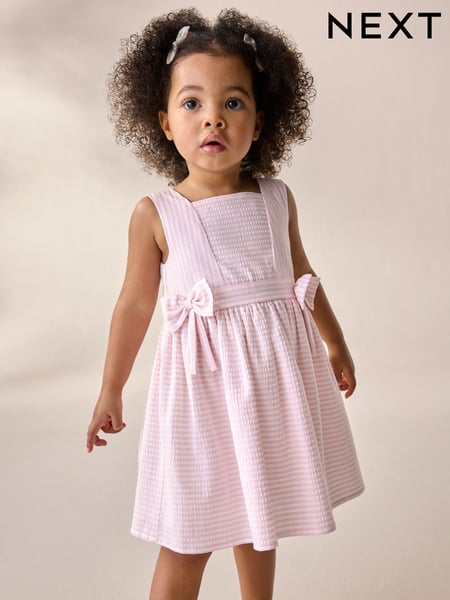 Pink/White Stripe Bow Detail Prom Dress (3mths-8yrs) (AY6727) | € 41 - € 50