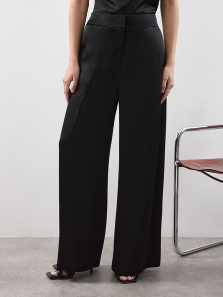 Vivere Black Ruby Tailored Wide Leg Satin Trousers (AY7180) | € 257