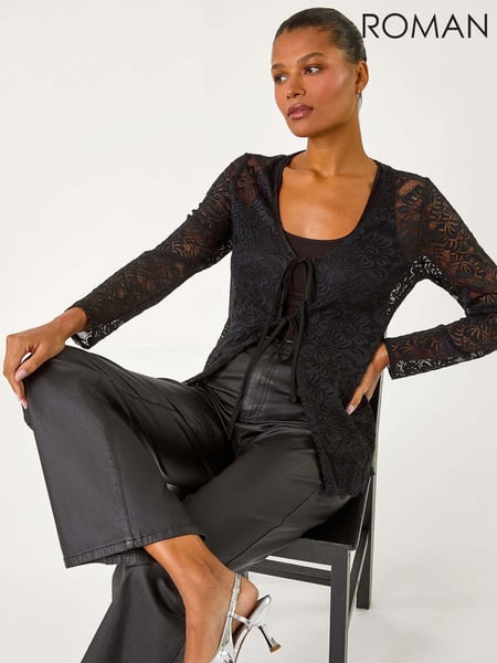 Roman Black Front Tie Lace Cardigans (AY7271) | € 62