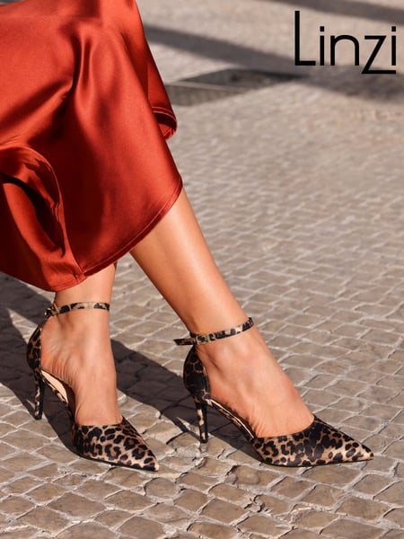 Linzi Animal Thea Closed Back Stiletto Court Heels With Ankle Strap (AY7353) | € 59