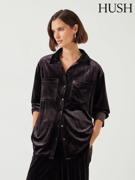 Hush Brown Oversized Hadley Velvet Shirt (AY7439) | € 58