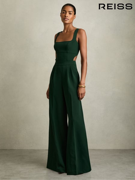 Reiss Green Dion Wide-Leg Cut-Out Jumpsuit (AY7532) | € 387