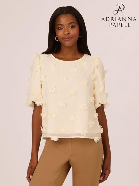 Adrianna Papell Crew Neck All Over 3D Flower Chiffon Top (AY7685) | € 76