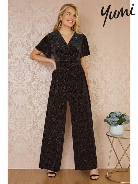 Yumi Black Sparkle Velvet Jumpsuit (AY8519) | € 125