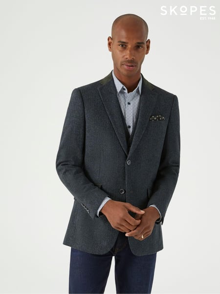 Skopes Grey Tailored Fit Tweed Effect Newsam Jacket (AY8541) | € 186