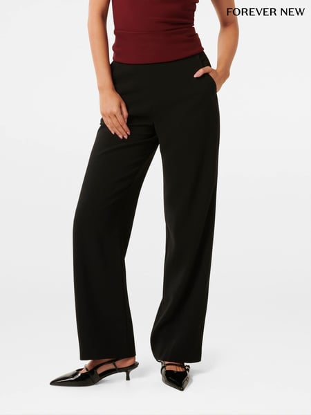 Forever New Black Allegra Side Detail Wide Leg Pants (AY8557) | € 94