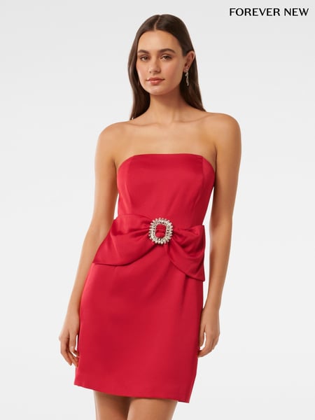 Forever New Red Sanji Satin Strapless Mini Dress (AY8560) | € 86
