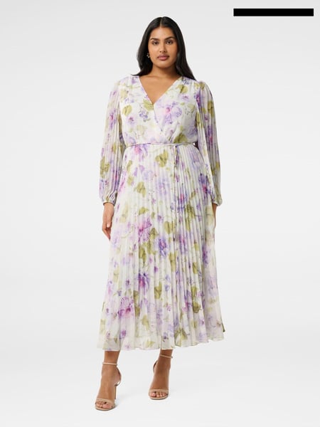 Forever New White Phillipa Curve Pleated Midi Dress (AY8591) | € 86
