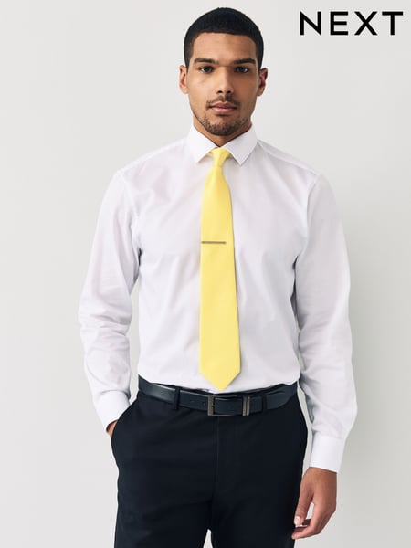 Yellow Textured Tie with Tie Clip (AY9000) | € 21