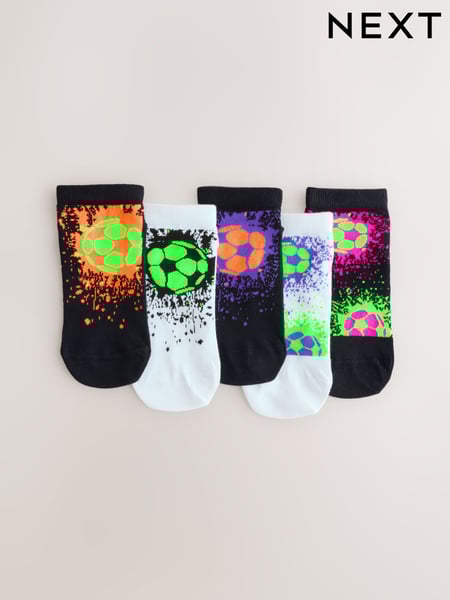 Black/White Bright Football Splat Rich Trainers Socks 5 Pack (AY9045) | € 10 - € 13