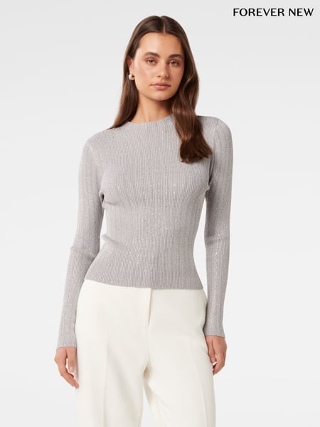 Forever New Silver Steph Embellished Knit Top (AY9121) | € 54
