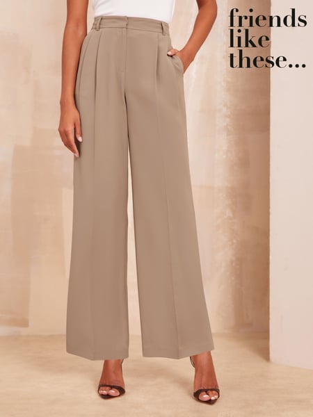 Friends Like These Natural Premium Wide Leg Trousers (AY9230) | € 29