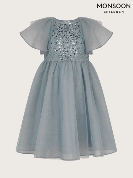 Monsoon Blue Eden Angel Sleeve Sequin Tulle Dress (AY9395) | € 86 - € 101