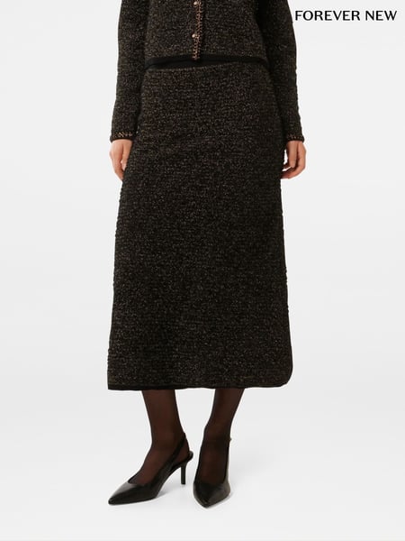 Forever New Black Anais Tweed Co-ord Midi Skirt (AY9528) | € 62