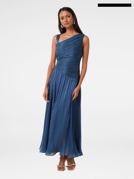 Forever New Blue Nya Petite Metallic Asymmetrical Maxi Dress (AY9548) | € 140