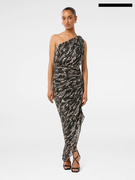 Forever New Black Petite Cassidy One Shoulder Midi Dress (AY9552) | € 101