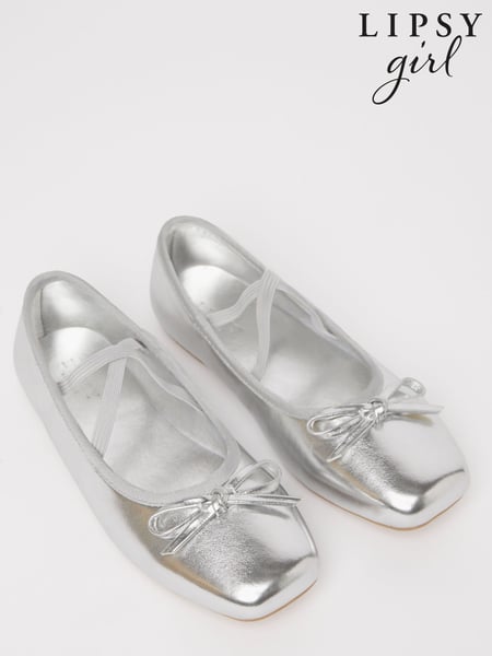 Lipsy Silver Flat Slip On Square Toe Ballerinas (AY9856) | € 19 - € 23