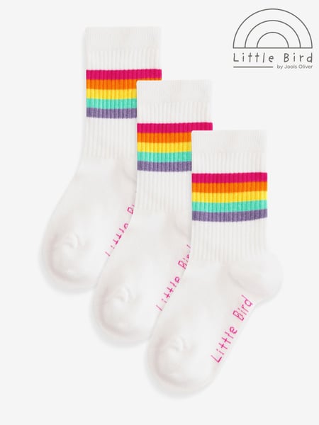 Little Bird by Jools Oliver White Pastel Rainbow Stripe Tube Socks 3 Pack (B00118) | € 9 - € 12