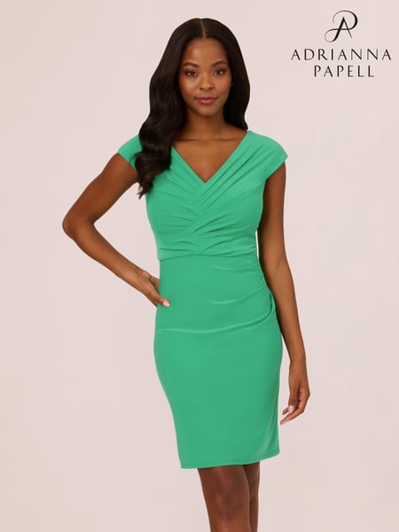 Adrianna Papell Green Pleated Layered Short Dress (B00193) | € 108