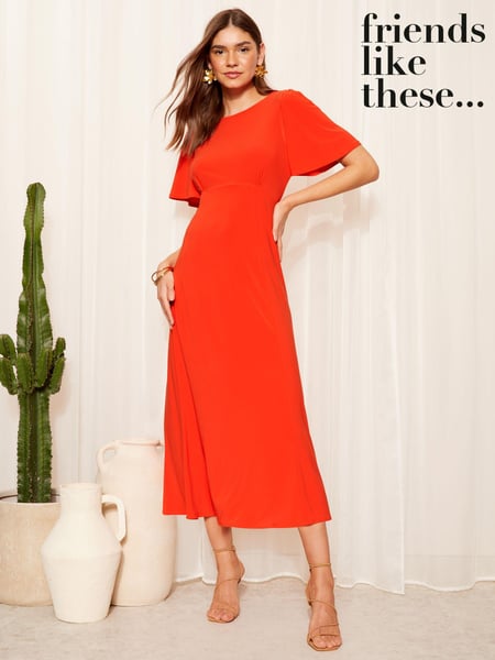 Friends Like These Orange ITY Flutter Short Sleeve Midi Dress (B00505) | € 26