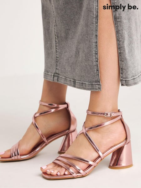 Simply Be Pink Cross-Over Front Strap Cylindrical Heels In Extra Wide Fit (B01088) | € 14