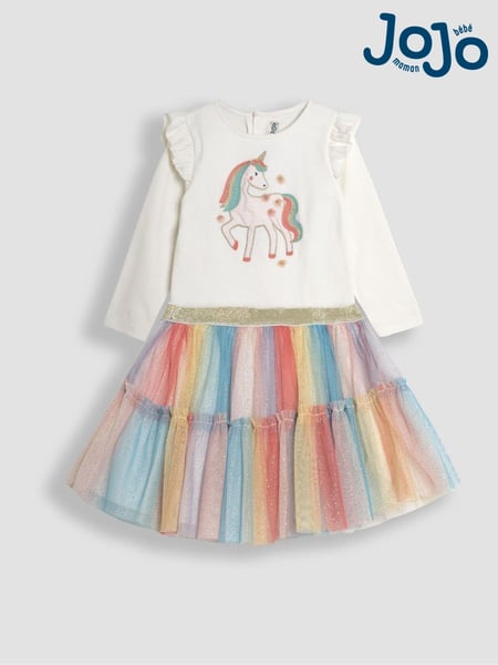 JoJo Maman Bébé Cream Unicorn Top And Tulle Skirt Set (B01320) | € 57