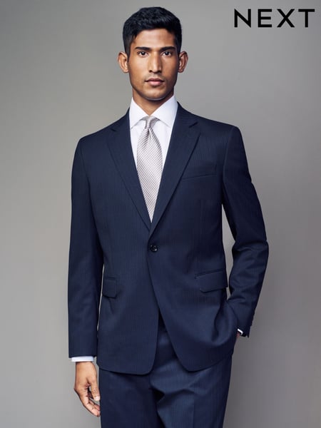 Navy Slim Fit Wool Blend Stripe Suit Jacket (B02728) | € 164