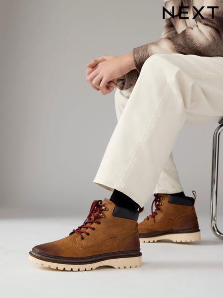 Hellbraun - Leather Hiker Style Boots (B04034) | 33 €