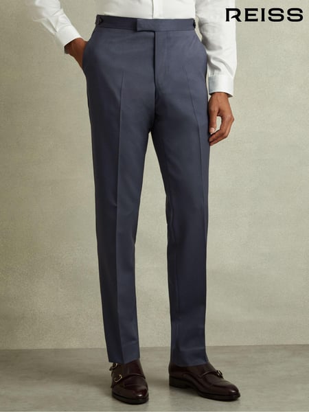 Reiss Airforce Blue Bartley Textured Wool Slim Fit Trousers (B04439) | € 309