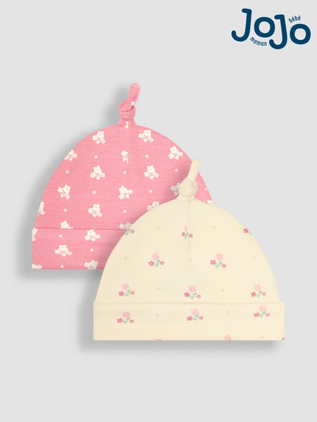 JoJo Maman Bébé Pink Baby Hats 2 Pack (B04827) | € 14