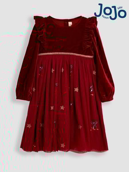 JoJo Maman Bébé Red Cherry Sequin Party Dress (B04886) | € 61 - € 70