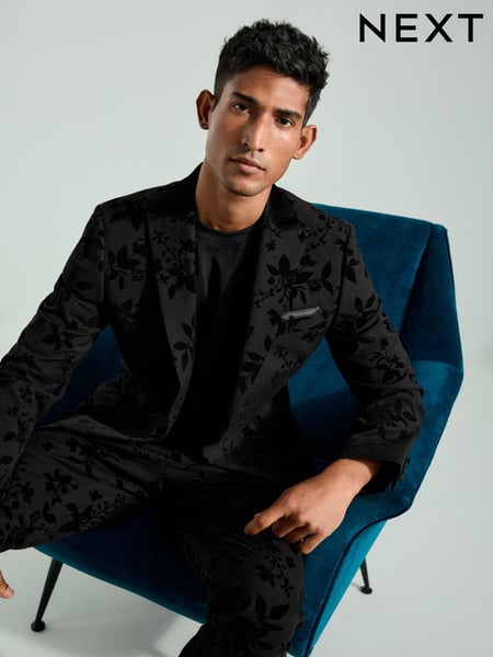 Black Floral Velvet Print Blazer (B05172) | € 51