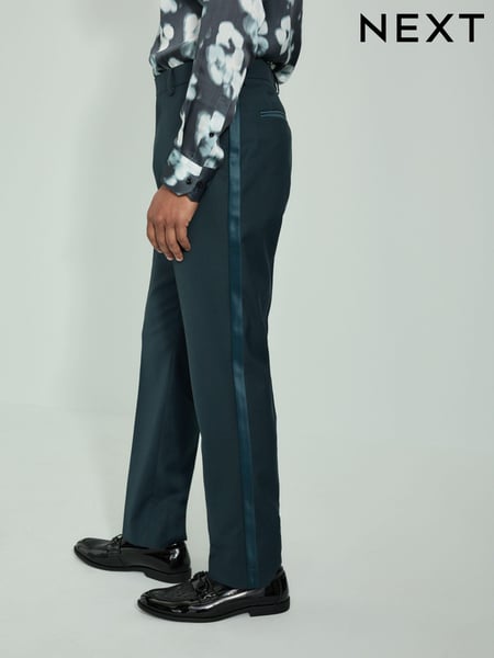 Teal Blue Slim Fit Tuxedo Suit Trousers (B06375) | € 60