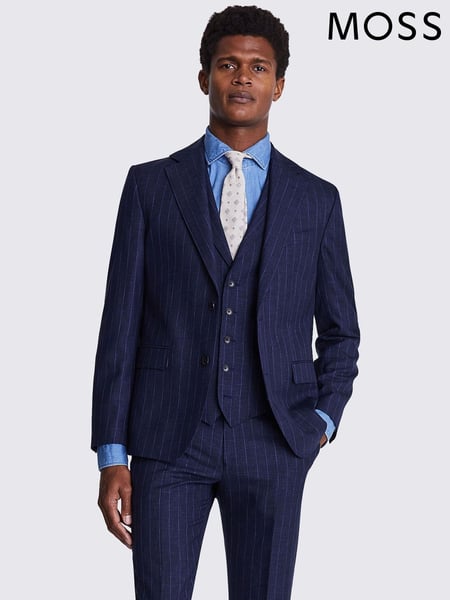 MOSS Blue Tailored Fit Italian Stripe Jacket (B06448) | € 249