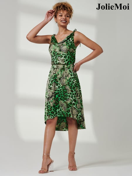 Jolie Moi Green Spaghetti Strap Frill Hem Midi Dress (B10029) | € 37