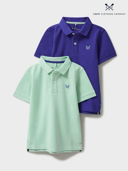 Crew Clothing Green 100% Cotton Polo Shirts 2 Pack (B11158) | € 31 - € 37