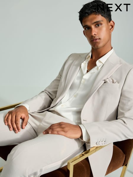 Neutral Skinny Fit Trimmed Satin Edge Tuxedo Suit Jacket (B11697) | € 118