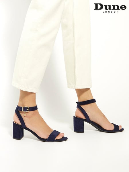 Dune London Blue Wide Fit Memee Mid Block Heel Sandals (B11838) | € 66