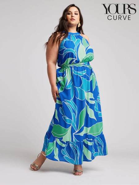 Yours Curve Blue London Abstract Print Maxi Dress (B12227) | € 94